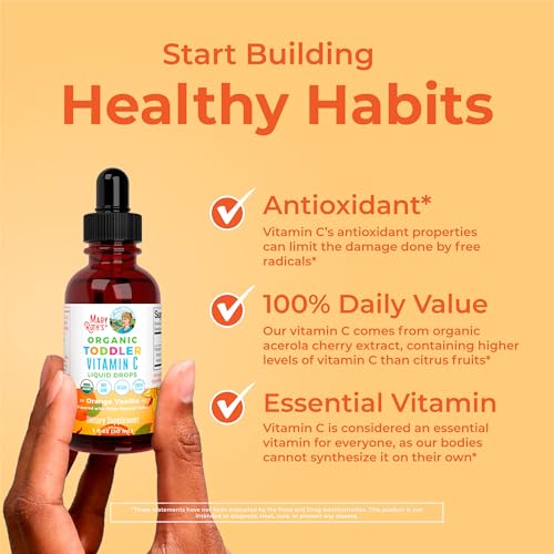 MaryRuth Organics Vitamin C Supplement for Kids | USDA Vitamin C Liquid Drops for Kids Ages 1-3 | Vitamin for Immune Support & Overall Health | Vegan | Non-GMO | Gluten Free | 1 Fl Oz