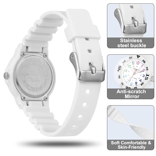 SOCICO Children Analog Watch for Boys Girls Waterproof Time Teaching Watch with Soft Band Learning Time Wrist Watch Easy to Read for Kids Great Gifts