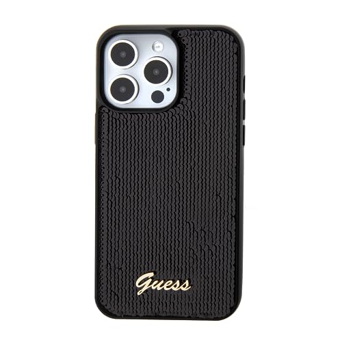 CG MOBILE Guess Sequin Script Case For iPhone 15 Pro Max (Black)