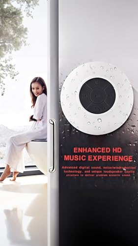 Waterproof Bluetooth Shower Speaker with Built-in Mic, Easy Controls & Suction Cup Mount - Pool & Bath Sound Solution