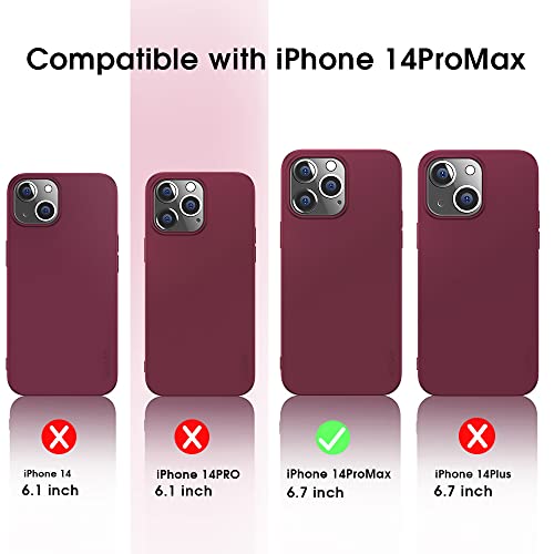 X-level Compatible iPhone 14 Pro Max Case Slim Fit Ultra-Thin [Guardian Series] Soft TPU Matte Finish Coating Phone Cases Lightweight Anti-Scratch Back Cover Grip 6.7" (2022)-Wine red
