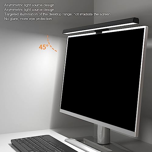 Dpofirs Computer Screen Monitor Lamp, PC Monitor Light Bar, e-Reading LED Lamp with Stepless Dimmable, Touch Control, Quick Reading Mode, 3 Color Temperature Adjustment, Timer 60min Off (White)