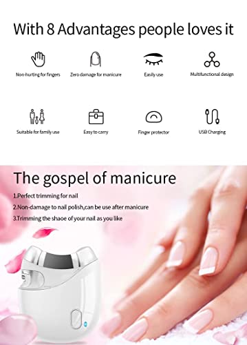 MAKINGTEC Automatic Nail Clipper with Grinding Wheel, Nail Scraps Storage, No Sharp Claws Hurt, Safe Electric Nail Trimmer (White)