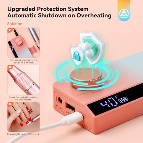 Saviland Electric Nail Drill Professional: 40000RPM Upgraded Nail Drill Kit with 2024 Beautiful Gradient Sunset Color Scheme, Portable Nail File & Buffers for Salon Use, Manicure Pedicure