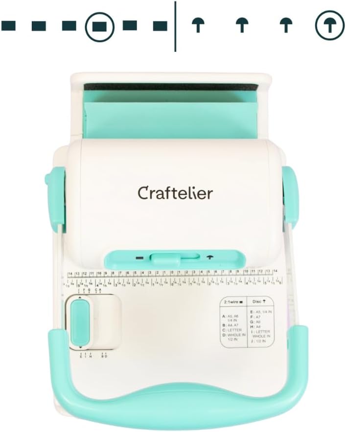 Craftelier - Spiral Binding Machine Binder Machine for Book Binding Compatible with 2:1 Spiral Coils and Classic Rings up to 1" Compact Coil & Wire Book Binder Tool for Paper, Notebooks