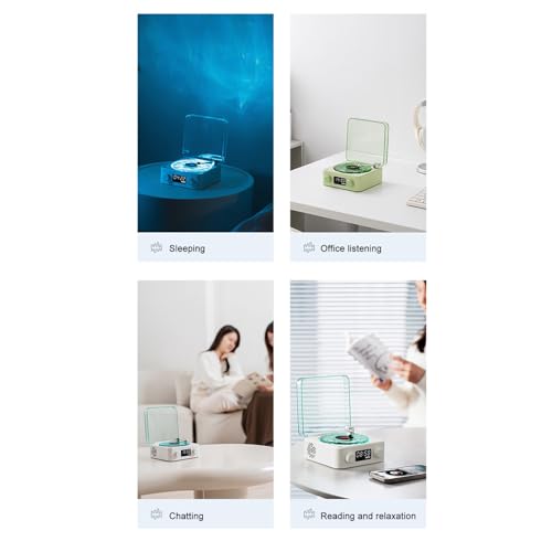 XUMIUZIY Waves Player, Waves Bluetooth Speaker with Ambient Light & Display Screen, Portable Stereo Sound Vintage Record Player Speaker, for Bedroom,Office,Party,Relaxing,Christmas (White)