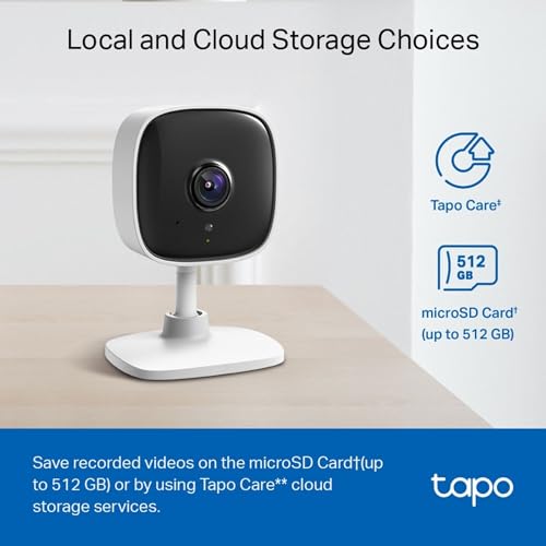 Tapo Mini Smart Security Camera, Indoor CCTV, Works with Alexa&Google Home, No Hub Required, 1080p, 2-Way Audio, Night Vision,Device Sharing (TC60) [Amazon Exclusive] No Monthly Fee