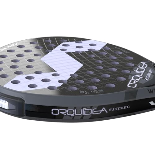 Varlion Padel Racket LW Summum Carbon Black Orquidea, Round Shape for Intermediate Professional Control with Carbon-Fiberglass Face & Medium EVA Core