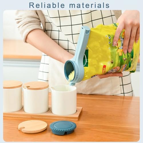 4 PCS Food Clips Bag Sealing Clips, Food Storage Clips, Bag Clips for Food Storage, Kitchen Clips for Bags, Food Clips with Pour Spout, Food Bag Clips Flexible and Reusable Snack Clips (Blue+Pink)