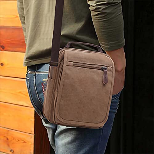 MAKINGTEC Men's Multifunctional Canvas Shoulder Bag, Handbag Multi-Pockets Business Messenger Bags, Outdoor Sports Over Shoulder Crossbody Side Bag