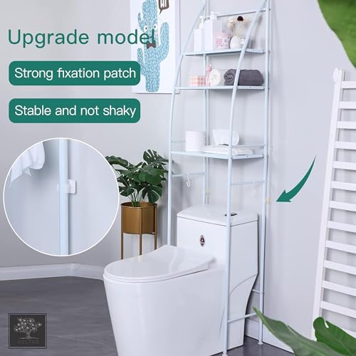 Sulfar Bathroom Storage Shelf 3 Tier, Toilet Storage Rack Easy To Assemble Toilet Bathroom Shelf No Drilling Toilet Organizer White