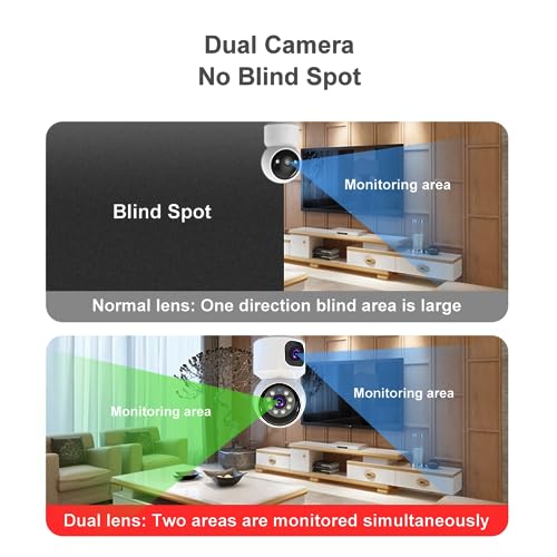 Rubo Safe Live Dual-Lens 4M WiFi Security Camera Indoor, 355° Views Pan/Tilt Home CCTV Camera with 2 Way Audio, One-Touch Calling, Smart Person Detection, 2.4G/5G Dual-Band WiFi,