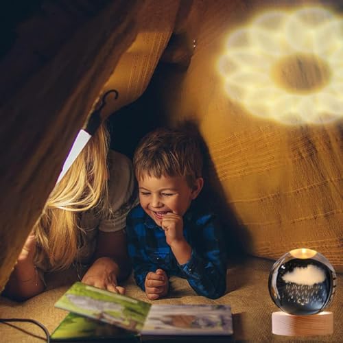 Khazna 3D Galaxy Crystal Ball Night Light for Kids with Colorful LED Light Base, Color Changing Light with Remote as a Birthday Gift for Teens Boys and Girls, Rainy Cloud Model