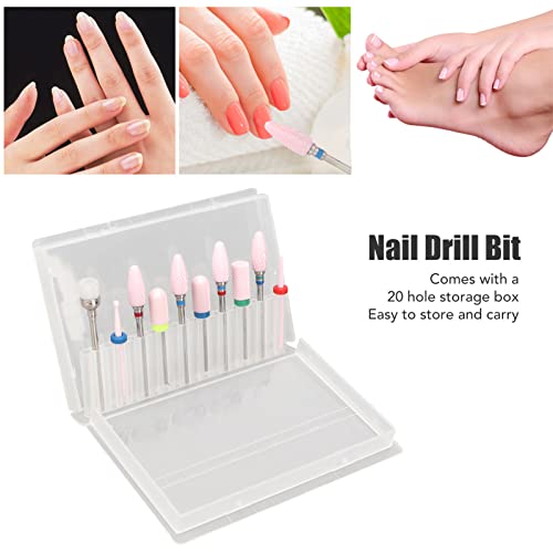 Sorandy 10pcs Nail Grinder, Carbide Cuticle Remover Bits for Manicure Pedicure, Nail Drill Bits Set with Storage Box for Shaping, Smoothing, Polishing and Buffing