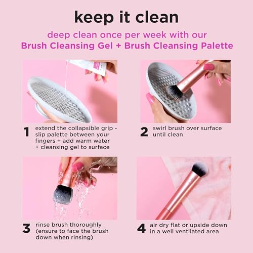 Real Techniques Brightening Concealer Makeup Brush, Face Brush For Eye Cream And Concealer, Covers Blemishes, Imperfections, And Dark Circles, Orange Face Brush, Rt 242 Brush, 1 Count