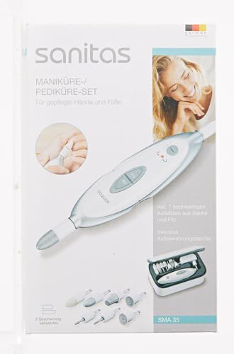 Sanitas SMA 35 Electric Manicure Pedicure Set with 7 Nail Care Attachments White/Silver