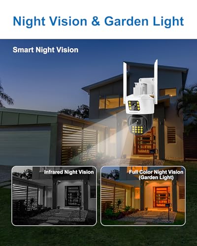 INSEETECH 4MP Dual Lens Security Camera Outdoor, Auto Zoom & Tracking, 98FT Night Vision, 24/7 Recording, IP66, Floodlight, 2-Way Audio, Human Detection & Siren, WiFi & Wired Outdoor PTZ Cam