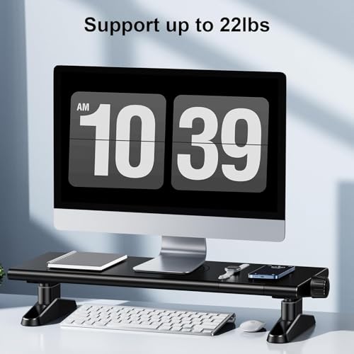 Ankila Computer Monitor Stand For Desk, Adjustable Height Monitor Stand Riser, Multi-Purpose Desktop Organizers Riser for Laptop, Computer, Printer, TV-Black (Black)