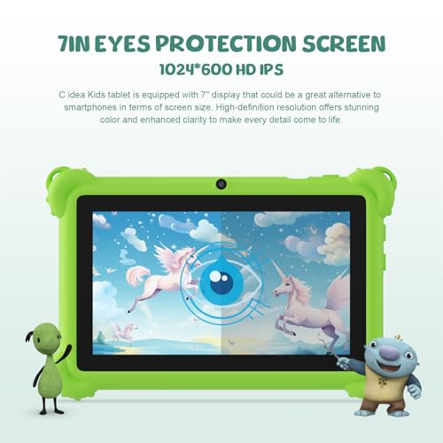 C idea 7 inch Kids Tablet,Android 12 Tablets for Kids,6GB RAM? ROM,Smart Tablet PC for Gift,CM88 (Green)