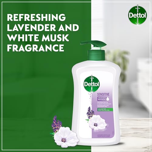 Dettol Sensitive Liquid Handwash Pump, Lavender & White Musk Scent, 200ml x 3