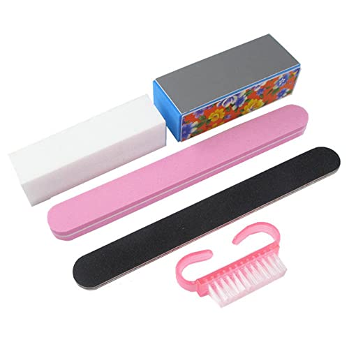 MARGOUN Nail File Set Nail Polishing File Buffer Blocks Cleaning Brush Kit Manicure Pedicure Tools Set (5 PCS Set)