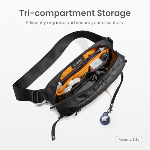 tomtoc Anti-Theft Sling Bag 3.5 L - Lightweight Shoulder Bag with RFID Protection for Switch 2 2025 | Water-Repellent & Organiser Chest Bag for Men & Women | Everyday Life, Travel, EDC | Black