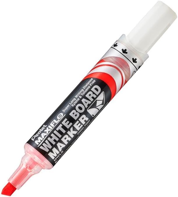 Pentel Maxiflo Chisel Tip White Board Marker, Red