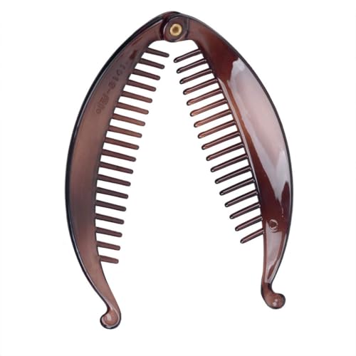 WANGCL 2Pcs Big Banana Hair Clips Clincher Rounded Edges Hair Comb Claws Hair Comb Fish Shape Grips Clamp Hair Accessories for Women Girls-Brown