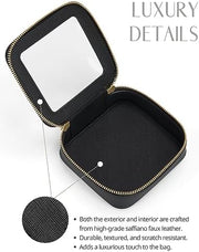 Small Cosmetic Bag for Purse Mini Makeup Bag for School Cute Clear Make Up Pouch for Travel Tiny Leather White Make Up Organizer Case for Backpack Toiletry Bag Waterproof Square Pouch with Zipper