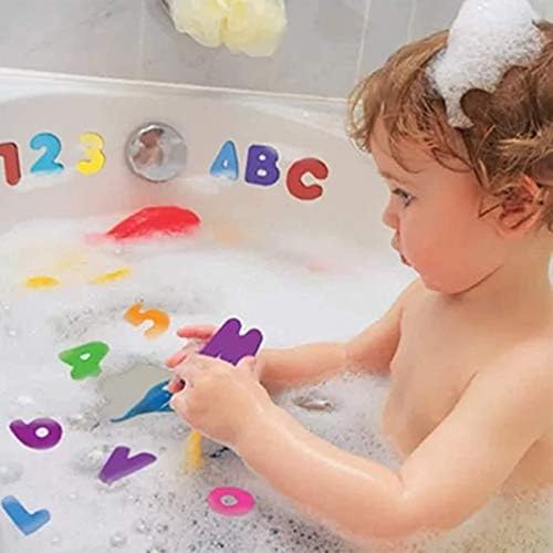 KASTWAVE Bath Toys Organizer + 36 Soft Foam ABC 123 Letters & Numbers Bathroom Alphabet Baby Toys for Early Learning Foam Letters and Quick Dry Storage Net Bag