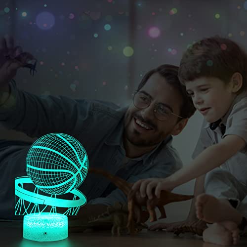 3D Basketball LED Night Light with 16 Color Modes, Smart Touch & Remote Control – Cool Illusion Lamp Gift for Boys & Girls Ages 3–8 – Perfect Room Decor for Young Basketball Lovers