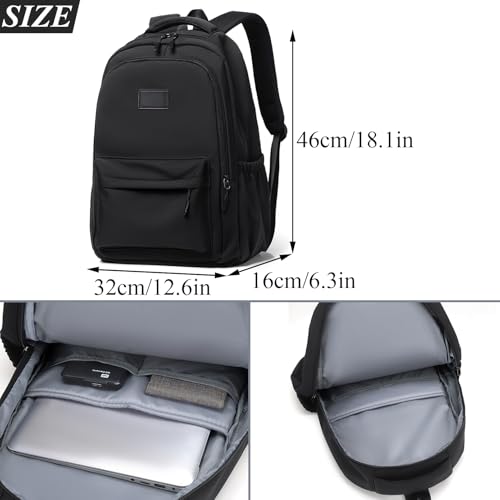 Qiccijoo Travel Laptop Backpack Computer Backpack for Women Men Business Work Backpack Durable Anti Theft College School Computer Bag Fits 17 Inch Notebook & Laptop(Black)