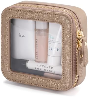Small Cosmetic Bag for Purse Mini Makeup Bag for School Cute Clear Make Up Pouch for Travel Tiny Leather White Make Up Organizer Case for Backpack Toiletry Bag Waterproof Square Pouch with Zipper