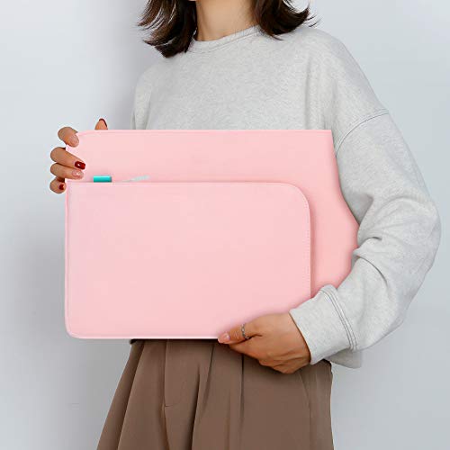 Lacdo 15.6 Inch Laptop Sleeve Case for 15.6" Acer Aspire/Nitro/Predator, Lenovo IdeaPad 3, ZenBook VivoBook 15, HP Pavilion 15, Dell Inspiron 15, MSI GL65 Computer Bag with Accessory Pocket, Pink