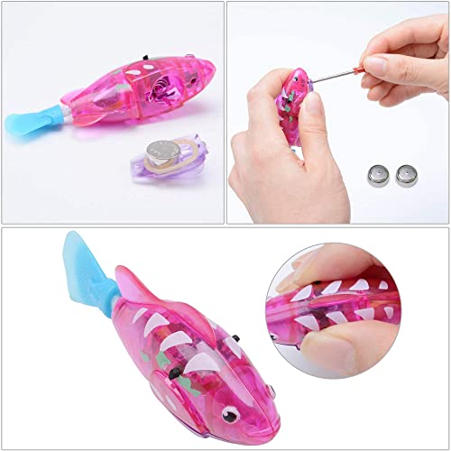 ELECDON Electric Fish Toy, Creative Colorful Water Activated LED Robot Fish Toy Funny Cat Fish Toy Swimming Robot Fish Bathtub Toys Birthday Gift for Cat, Toddlers, Boys and Girls, 4 Pcs