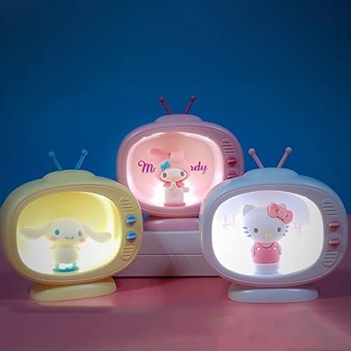 LUYAO Cute Night Light, My Melody LED Mini TV Model Night Lamp, Portable Bedroom Bedside Bed Lamp Gifts for Women Teenage Teen Girls Boys (My Melody)