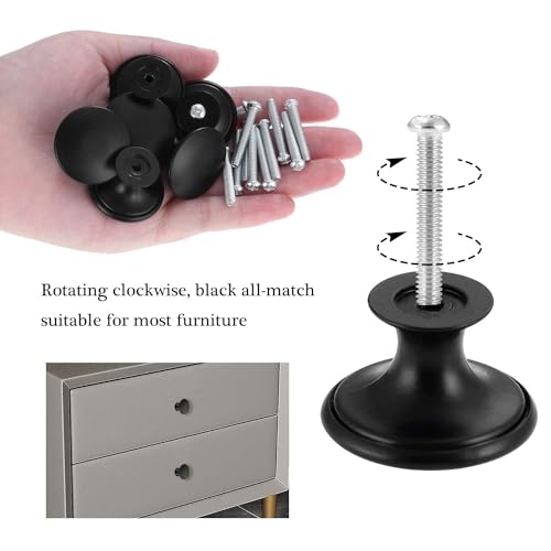 X spring Cabinet Drawer Knobs, 12 Pack Kitchen Cabinet Knobs for Wardrobe, Cupboard, Cabinet Knob with 12 Pieces Screws, Hardware Round Drawer Knobs for Bathroom Furniture Door Window (Black)