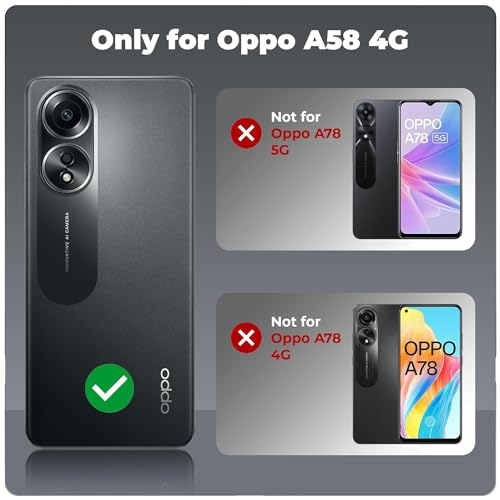 Silicone Case for Oppo A58 4G, Liquid Gel Rubber Bumper Case with Soft Microfiber Lining Cushion Slim Hard Shell Shockproof Protective Cover for Oppo A58 4G (Black)