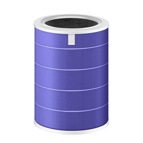 1 Pack Replacement Filter for Xiaomi Mi Air Purifier 3H 3 2C 2H 2S Pro, 3-in1 H13 Grade True HEPA & Activated Carbon Filter Remove PM2.5 Pollen Dust Odor VOCs(Anti-Formaldehyde, Purple)