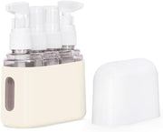 Travel Bottles Set, 4-in-1 Leak-Proof Refillable 50 ml Portable Containers With Label for Toiletries, Shampoo, Conditioner, Cosmetics, Shower Gel (Pink) - Beige