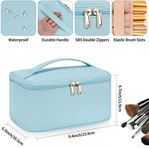 OCHEAL Makeup Bag, Portable Cosmetic Bag, Large Capacity Travel Makeup Case Organizer, Black Makeup Bags For Women Toiletry Bag for Girls Traveling With Handle and Divider