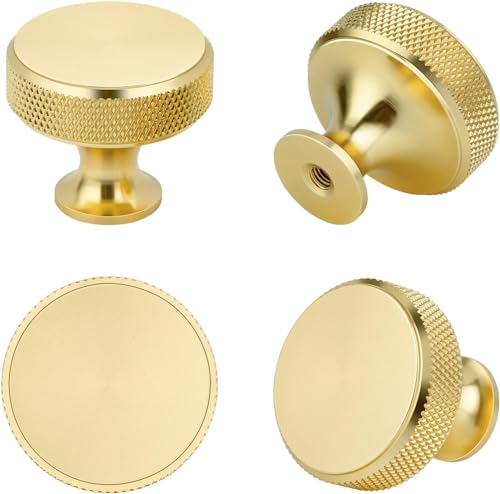 6 Pack Gold Cabinet Knobs: Vintage Cabinet Ring Pulls Dresser Handles Furniture Hardware for Kitchen Cupboard Drawers Closet Door - Easy to Install (Style1)