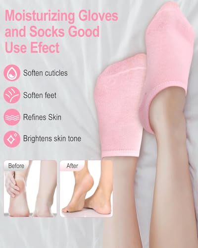 MOMENT Moisturizing Socks, Gel Socks Soft Moisturizing Gel Socks, Gel Spa Socks for Repairing and Softening Dry Cracked Feet Skins, Gel Lining Infused with Essential Oils and Vitamins, Random Color