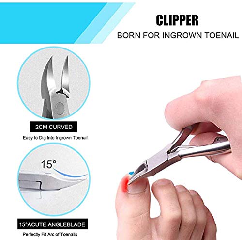 ELECDON Toenail Clippers Set 7Pcs, Staineless Steel Ingrown Toenail Tool Kit, Professional Toe Nail Nippers Set Pedicure Treatment Tool for Ingrown & Thick Nail, Surgery Grade Manicure Pedicure Tool