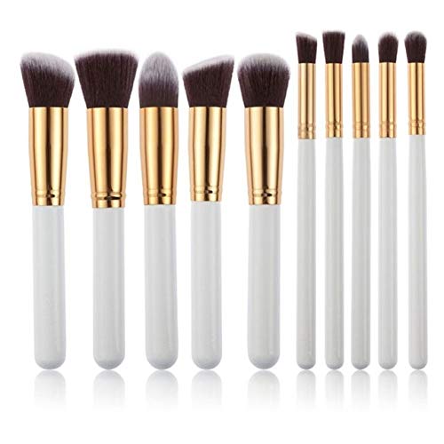 Generic-Eye Shadow Applicator - New Makeup Brushes Set Eye Shadow Foundation Powder Eyeliner Eyelash Lip Make Up Brush Cosmetic Beauty Makeup brush Tool Kit Hot (10PCS-White-Golden)-NEW