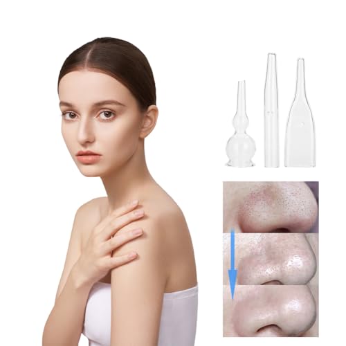 Lwuey Vacuum Glass Tube, Blackhead Removal Glass Pipes Set Facial Cleansers Whitehead Removing Glass Pipe Kit Machine Accessories Device for Face Suction Pore Cleanser Beauty Equipment Home Salon 3PCS