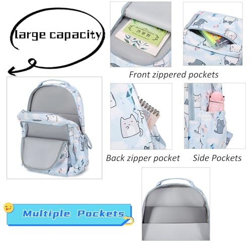 Mfikaryi Cute Cat Casual Daypack Teens Elementary School Backpack Students Bookbag for Girls Boys…