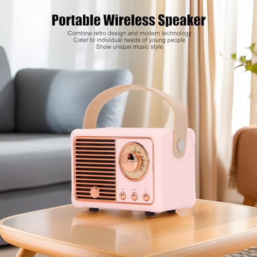 Bewinner Retro Bluetooth Speaker for Decor, Compact Radio Program Bluetooth Speaker, Wireless Mini Bass, Retro Portable Speaker for Desk Bedroom Party