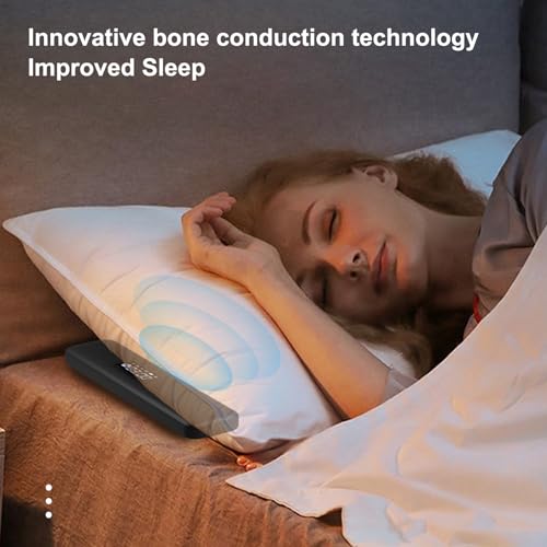 Pillow Speaker, Bone Conduction Cordless Bluetooth Music Sleep Speaker, Sleep Aid Speaker with 300mAh Battery, Supports Memory Card Playback, Timing Function (Black)