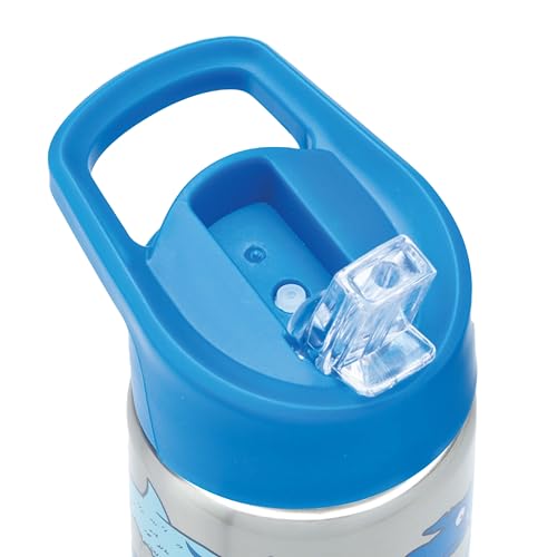 Smash Stainless Steel Drink Bottle with Flip Top Lid and Straw - Shark 500ml